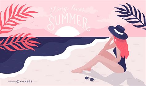 Summer Girl Illustration Vector Download