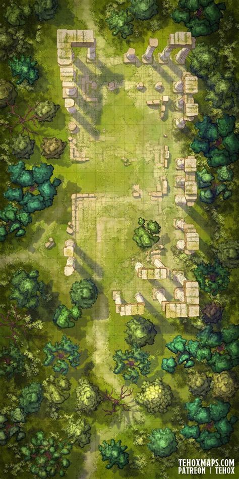 Temple Ruins 25x50 Tehox Maps Dnd World Map Fantasy World Map