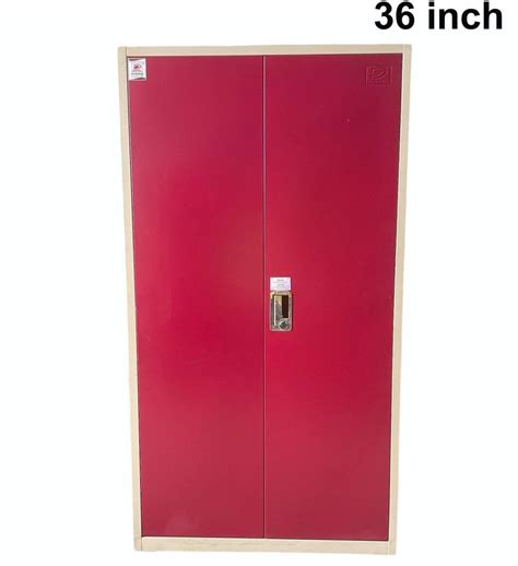 2 Door With Locker 36inch Red Mild Steel Almirah 4 Shelves Without