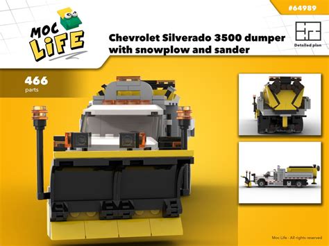 Lego Moc Chevrolet Silverado 3500 Dumper With Snowplow And Sander By