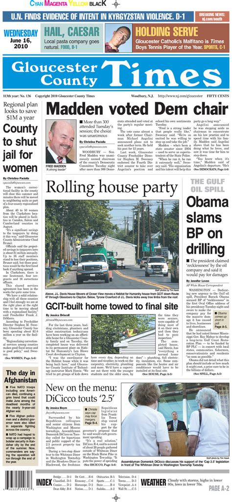 Today's Gloucester County Times front page: June 16, 2010 - nj.com