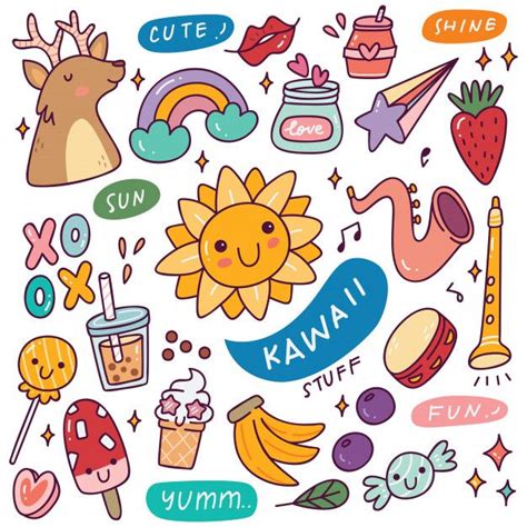 Premium Vector Set Of Kawaii Icons Cute Stickers Kawaii Stickers
