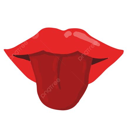 Cartoon Hand Painted Red Mouth Tongue Cartoon Hand Draw Red Png