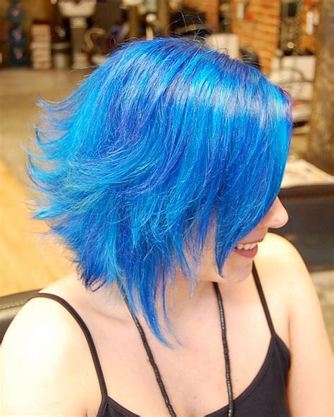 Hair Color Ideas Blue Sky Creativity Jagged Sapphire Bob