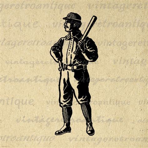 Items Similar To Digital Printable Antique Baseball Player Image