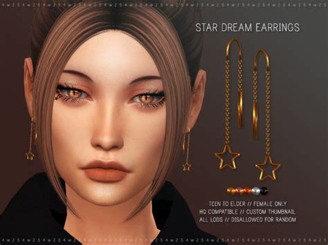 4w25 Star Dream Earrings The Sims 4 Sims Beautiful Hair Color