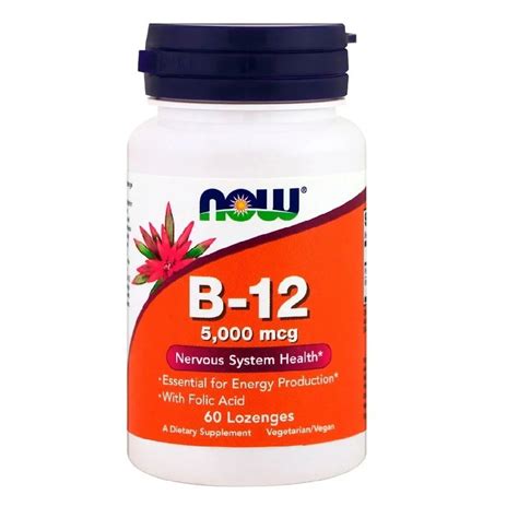 Vitamina B12 5000 Mcg C Acido Fólico 60 Lozenges Now Foods Emporium