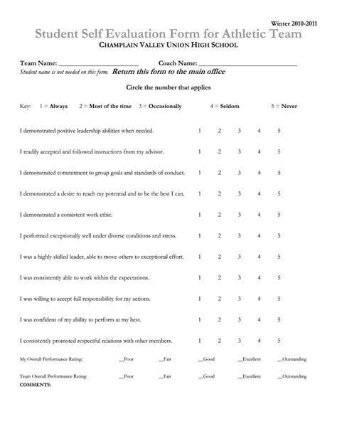 Student Evaluation Form Fill Online Printable Fillable Blank