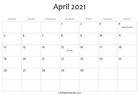 Some are blank, some include holidays. April 2021 Calendar Templates
