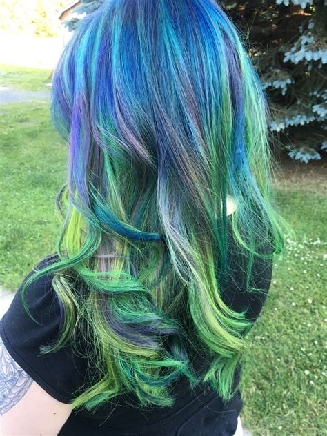 Blue Green And Purple Fashion Hair Color Hair Styles Hair Beauty