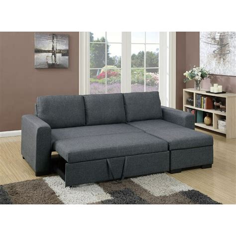 Simple Relax Modern 2 Pcs Sectional Sofa Pull Out Bed Under Seat