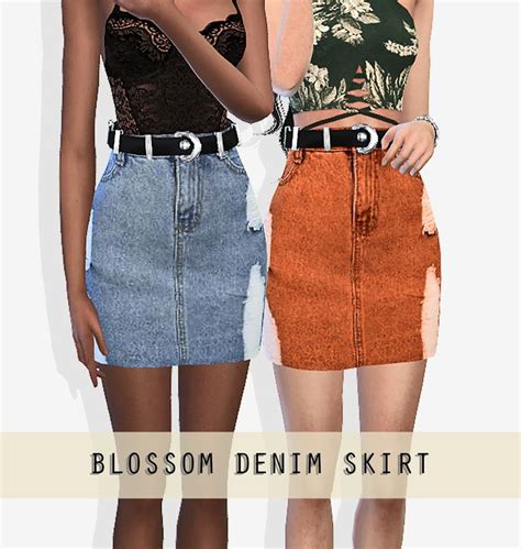 Grafity Cc “ Blossom Denim Skirt • 10 Swatches • Smooth Bone