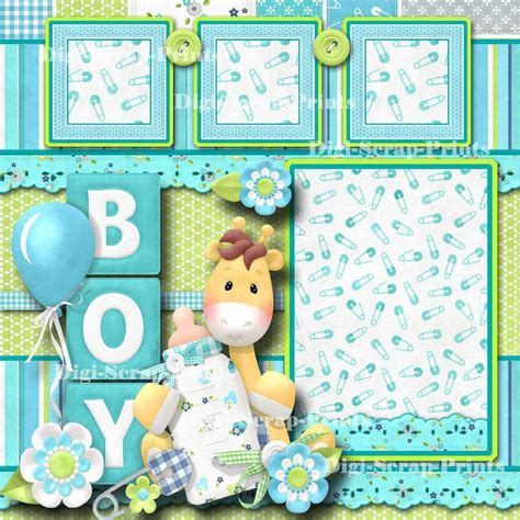 Baby Boy Premade Scrapbook Pages Paper Piecing Layout For Album