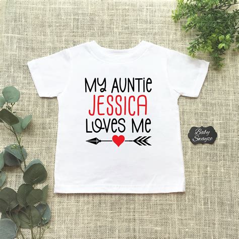 Personalize The Name My Auntie Loves Me Baby One Piece Bodysuit Or
