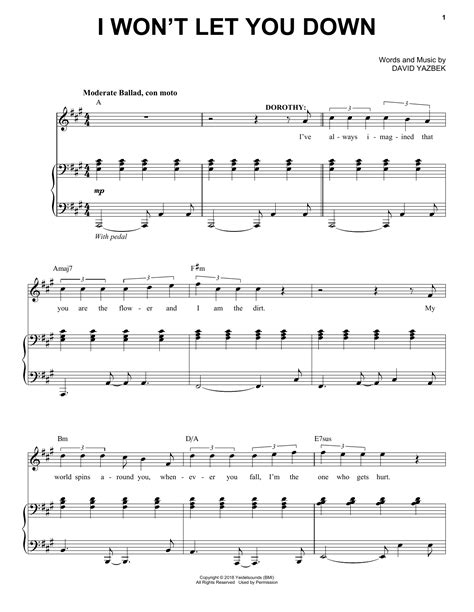 David Yazbek I Won T Let You Down From The Musical Tootsie Sheet Music Pdf Notes Chords
