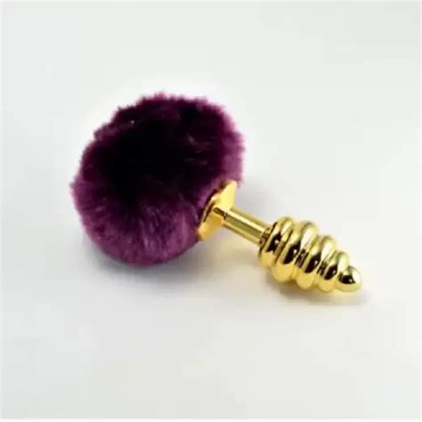 Golden Feather Thread Anal Plug With Fox Tail Anal Pleasure