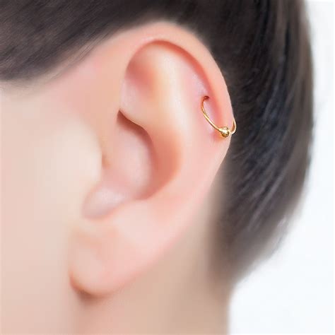 18k Solid Gold Cartilage Piercing Earring Helix Tragus Etsy