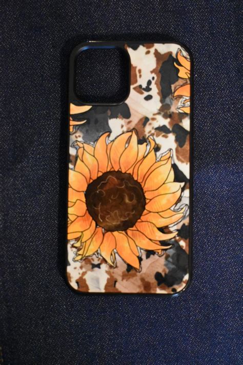 Cowhide And Sunflower Phone Case Iphone Samsunggalaxy Etsy