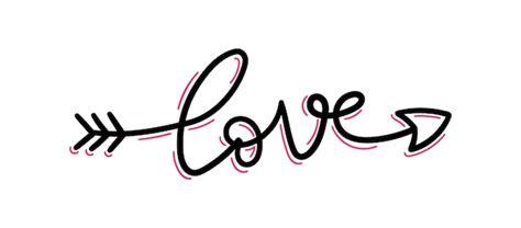 Premium Vector Cursive Love Word Arrow With Red Effects