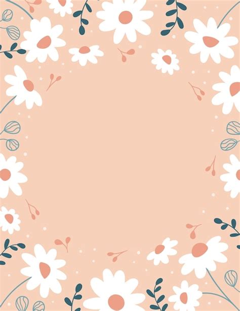 Premium Vector Frame With Daisy Flowers And Leaves On Pink