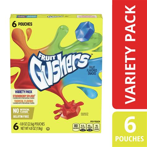 Gushers Fruit Flavored Snacks Strawberry Splash And Tropical 6 Ct