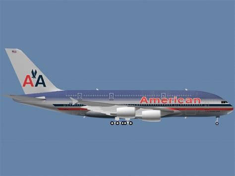 3d Airbus A380 800 American Airlines