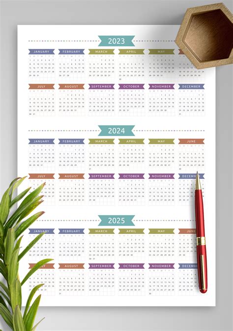 Download Printable 3 Year Calendar Template Casual Style Pdf