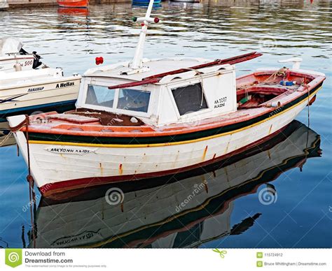 Small colorful half cabin wooden fishing boat, caique, greece. Greek wooden boat plans Auction ~ David Chan