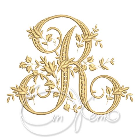 Machine Embroidery Design Victorian Letter R Digitized Etsy