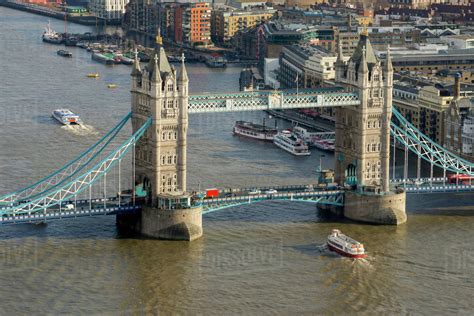 Aerial View Of Tower Bridge And River Thames London England United