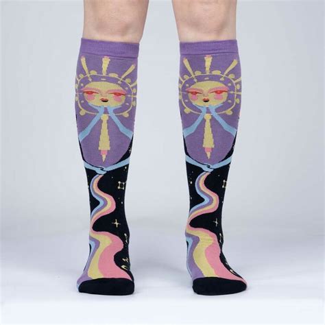 cosmic connection women s knee high socks mystical woman socks sock it to me