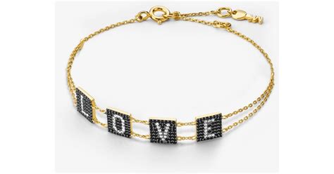 Lyst Michael Kors 14k Gold plated Sterling Silver Pavé Love Bracelet