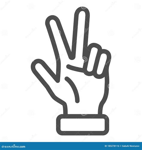 Hand Showing Three Fingers Line Icon Hand Gestures Concept Three