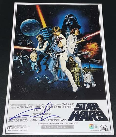 George Lucas Signed Autograph Star Wars Original Poster 12x18 Photo Bas