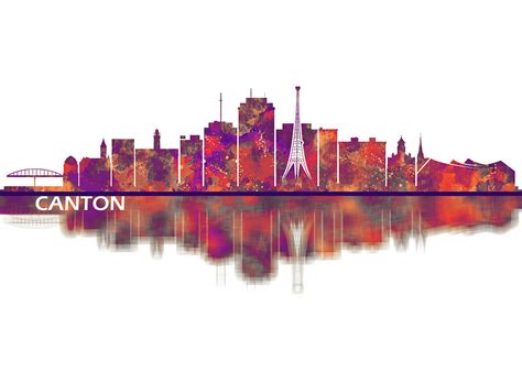 Canton Ohio Skyline 1 Mixed Media By Nextway Art Pixels