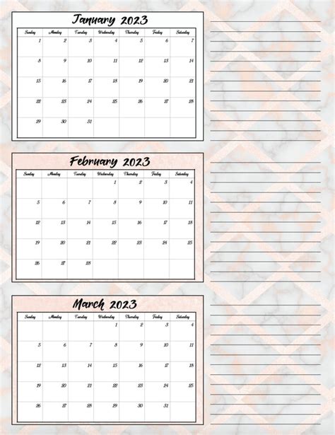 Free Printable 2023 Quarterly Calendars