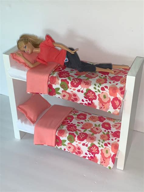 Doll Furniture For Barbie Blythe Bjd Bunk Bed Peach And Etsy