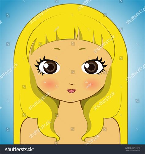 Beautiful Blonde Girl Big Eyes Cute Stock Vector Royalty Free