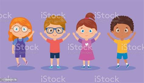 Group Of Cute Little Kids Stock Illustration Download Image Now