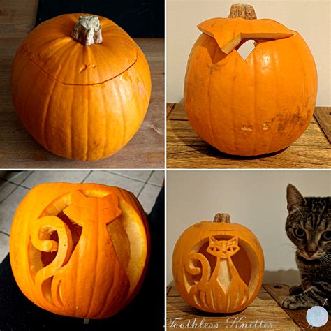 Toothless Knitter Halloween Cat Pumpkin Carving