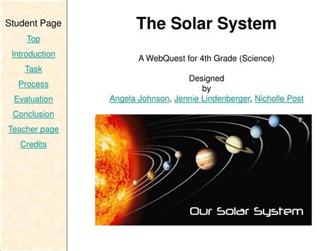 Ppt The Solar System A Webquest For 4th Grade Science Designed By