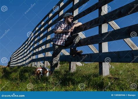 Farmer And Dog Stock Photo Image Of Field Rest Enjoy 138580946
