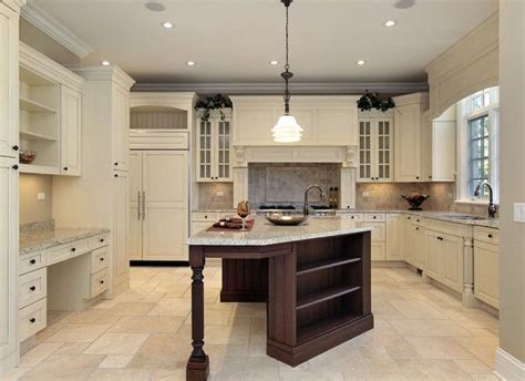 Make sure the flooring is not the … Varied Tile Floor In Kitchen With Ivory Cabinets | home ...