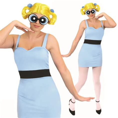 Ladies 1990s Powerpuff Girls Bubbles Costume Cartoon Network Adults