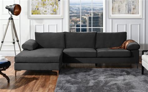 Modern Velvet Fabric Sectional Sofa Large L Shape Couch With Wide Chaise Lounge Grey