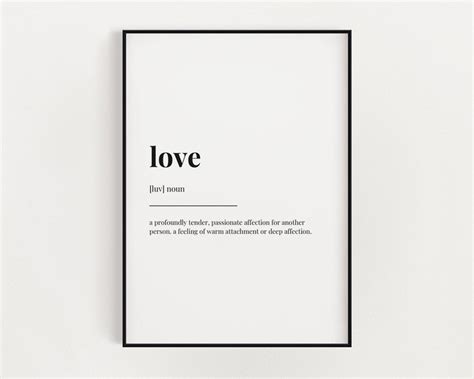 Love Definition Print Wall Art Print Love Print Etsy Uk