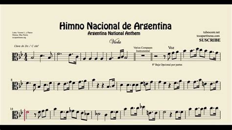 Argentine National Anthem Sheet Music For Viola Youtube
