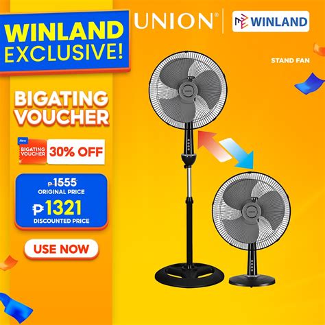 Union By Winland 16 Inches 2 In 1 Convertible Stand Fan Desk Fan