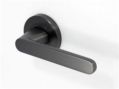 Susie lever handle in matte gunmetal grey finish with rounded ends.
