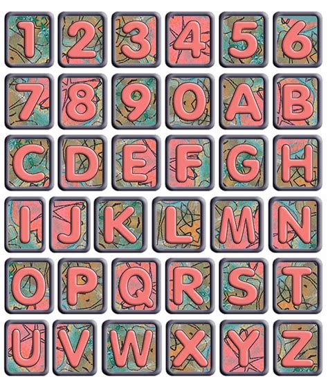 Artbyjean Paper Crafts Alphabets And Numbers Scrapbook Tiles